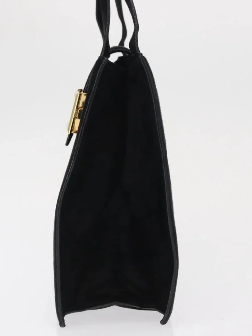 PRADA Hand Bag Suede Black Gold - Picture 3 of 16